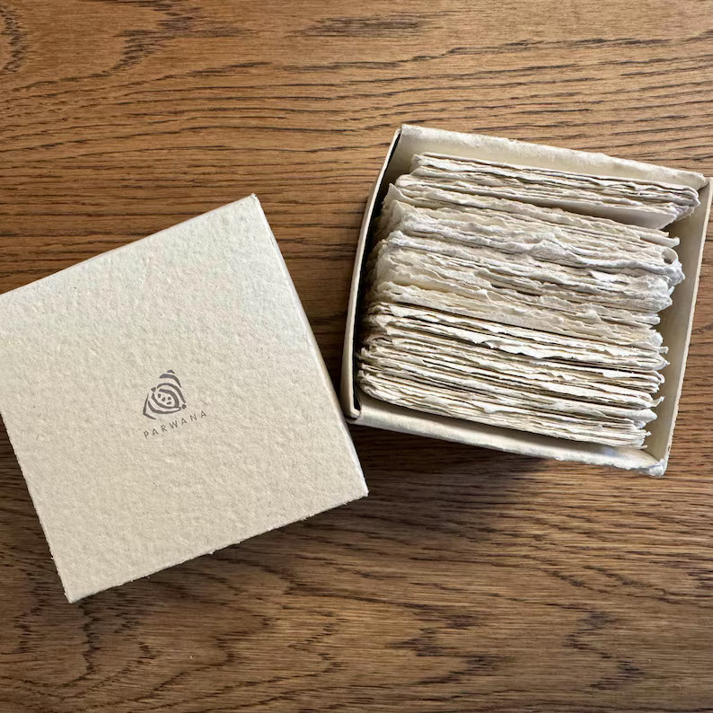 100 Place card Box, Note box, Note paper, Handmade Paper, Notes, Notepad, Handmade Paper, Deckle Edge Paper