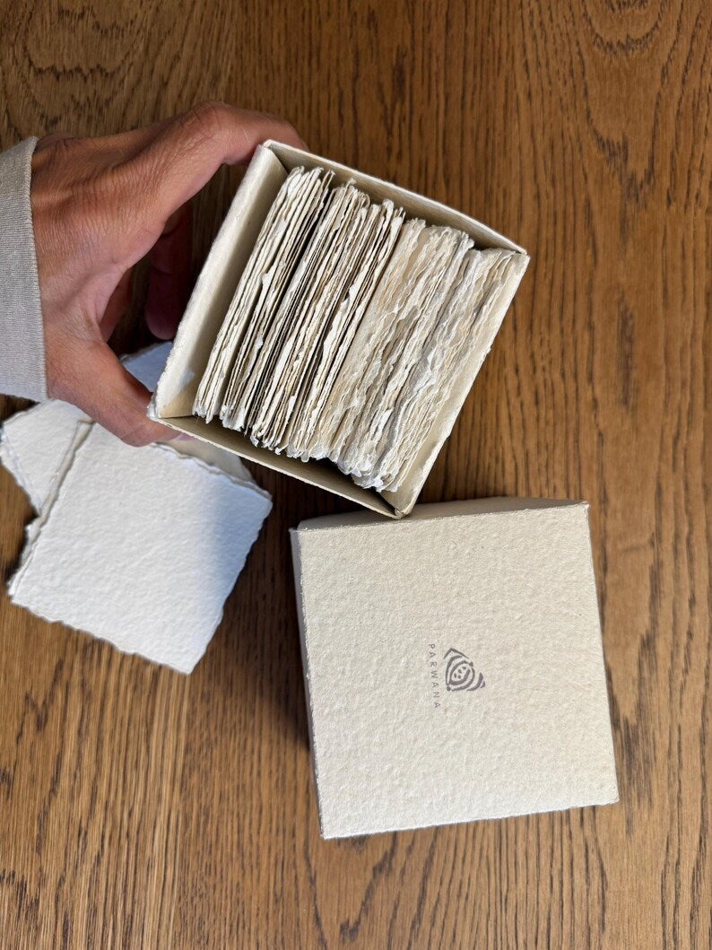 100 Place card Box, Note box, Note paper, Handmade Paper, Notes, Notepad, Handmade Paper, Deckle Edge Paper