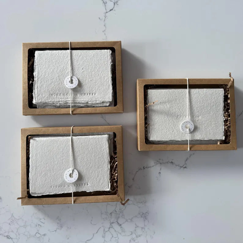 5 Deckled Edge Cards Handmade Paper