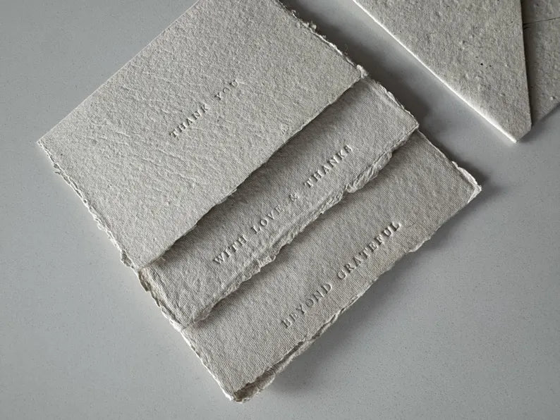 5 Deckled Edge Cards Handmade Paper
