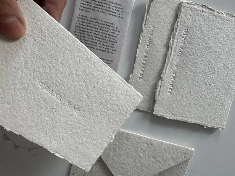 5 Deckled Edge Cards Handmade Paper