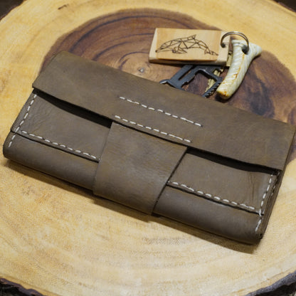 Hand-Stitched Premium Leather Wallet – Vintage Brown