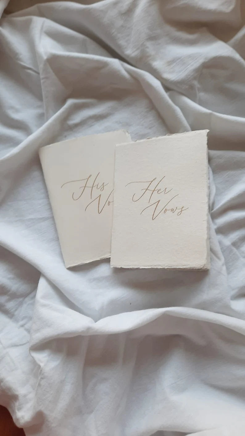 Wedding Vow Books His and Her Authentic Handmade Paper