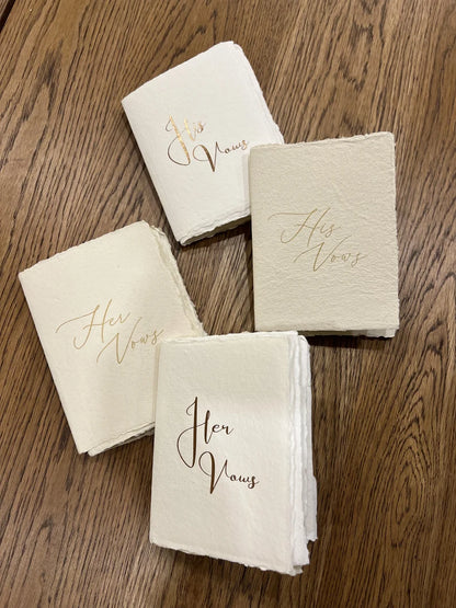 Wedding Vow Books His and Her Authentic Handmade Paper