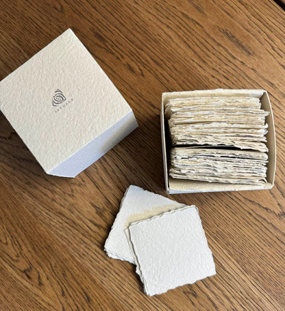 100 Place card Box, Note box, Note paper, Handmade Paper, Notes, Notepad, Handmade Paper, Deckle Edge Paper
