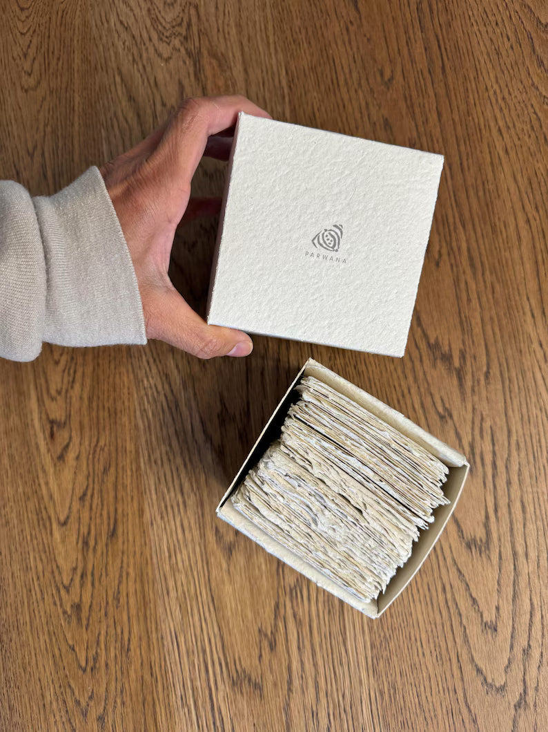 100 Place card Box, Note box, Note paper, Handmade Paper, Notes, Notepad, Handmade Paper, Deckle Edge Paper
