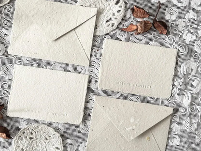 5 Deckled Edge Cards Handmade Paper