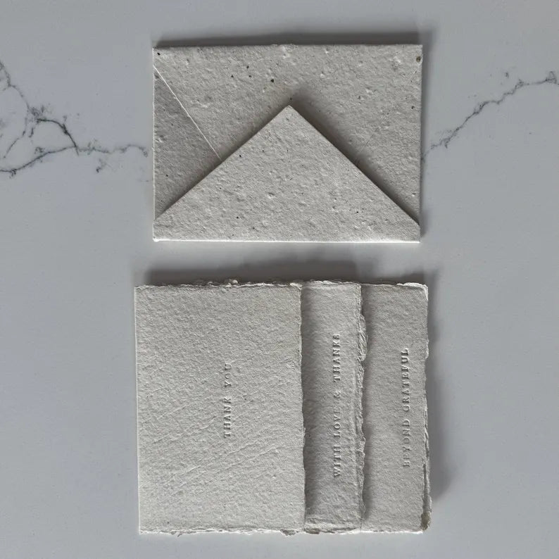 5 Deckled Edge Cards Handmade Paper