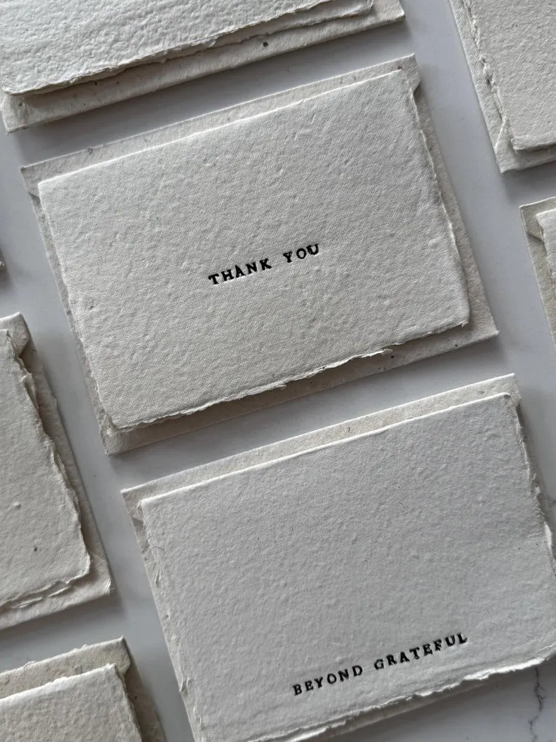 5 Deckled Edge Cards Handmade Paper
